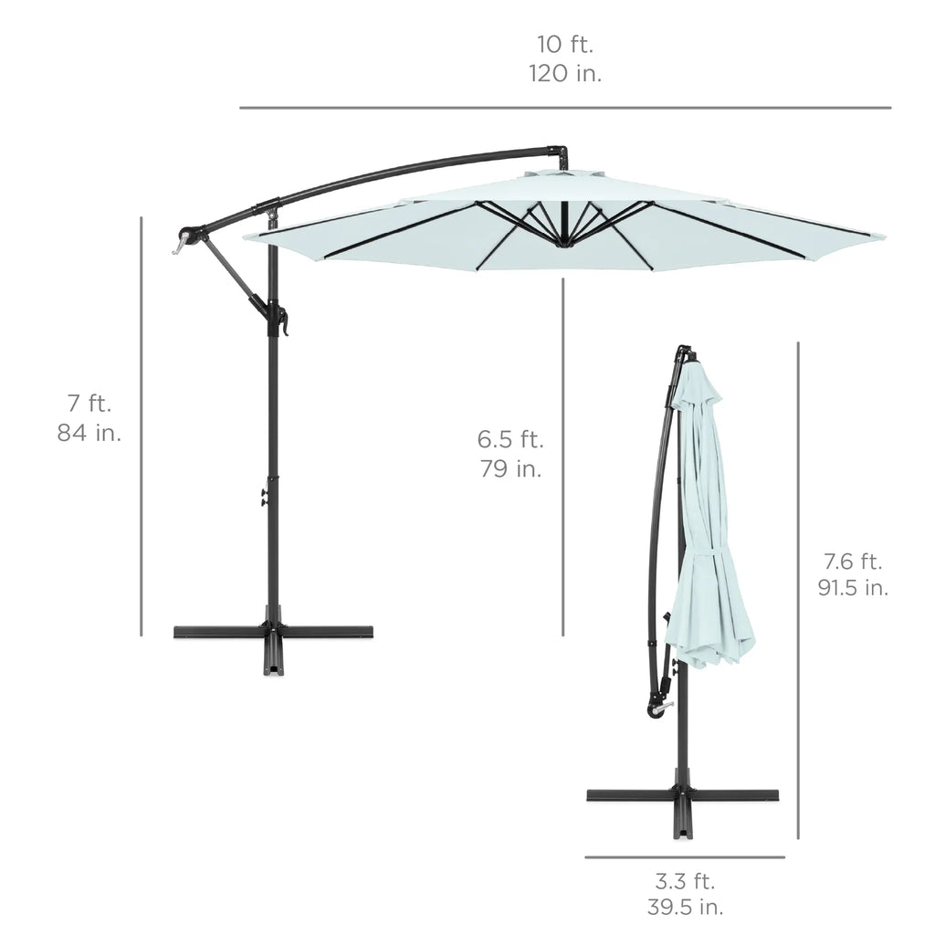 2026 NewBest Choice Products 10ft Offset Hanging Outdoor Market Patio Umbrella w/ Easy Tilt Adjustment - Tan