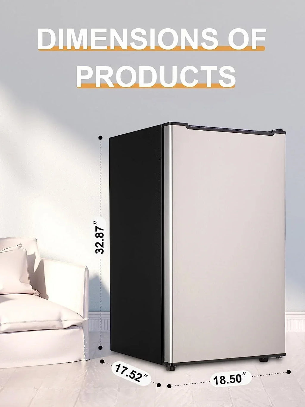 2026 NewUpright Freezer, 3.0 Cu.ft Compact Upright Freezer with Adjustable Thermostat, Mini Freezer with Reversible Stainless Steel Single Door, Silver