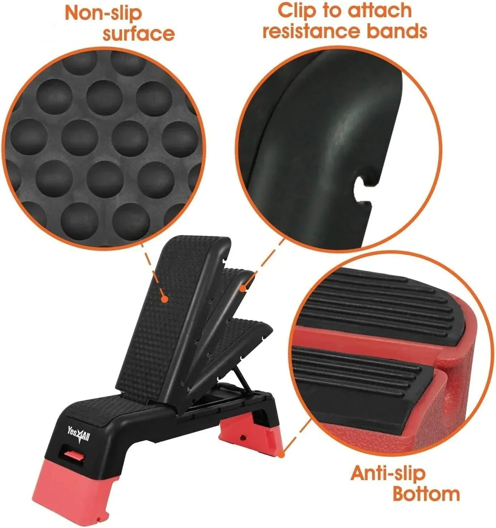 2026 NewYes4All Multifunctional Fitness Aerobic Step Platform and Aerobic Deck, Red and Black