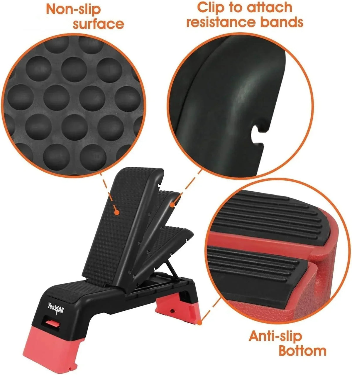 2026 NewYes4All Multifunctional Fitness Aerobic Step Platform and Aerobic Deck, Red and Black