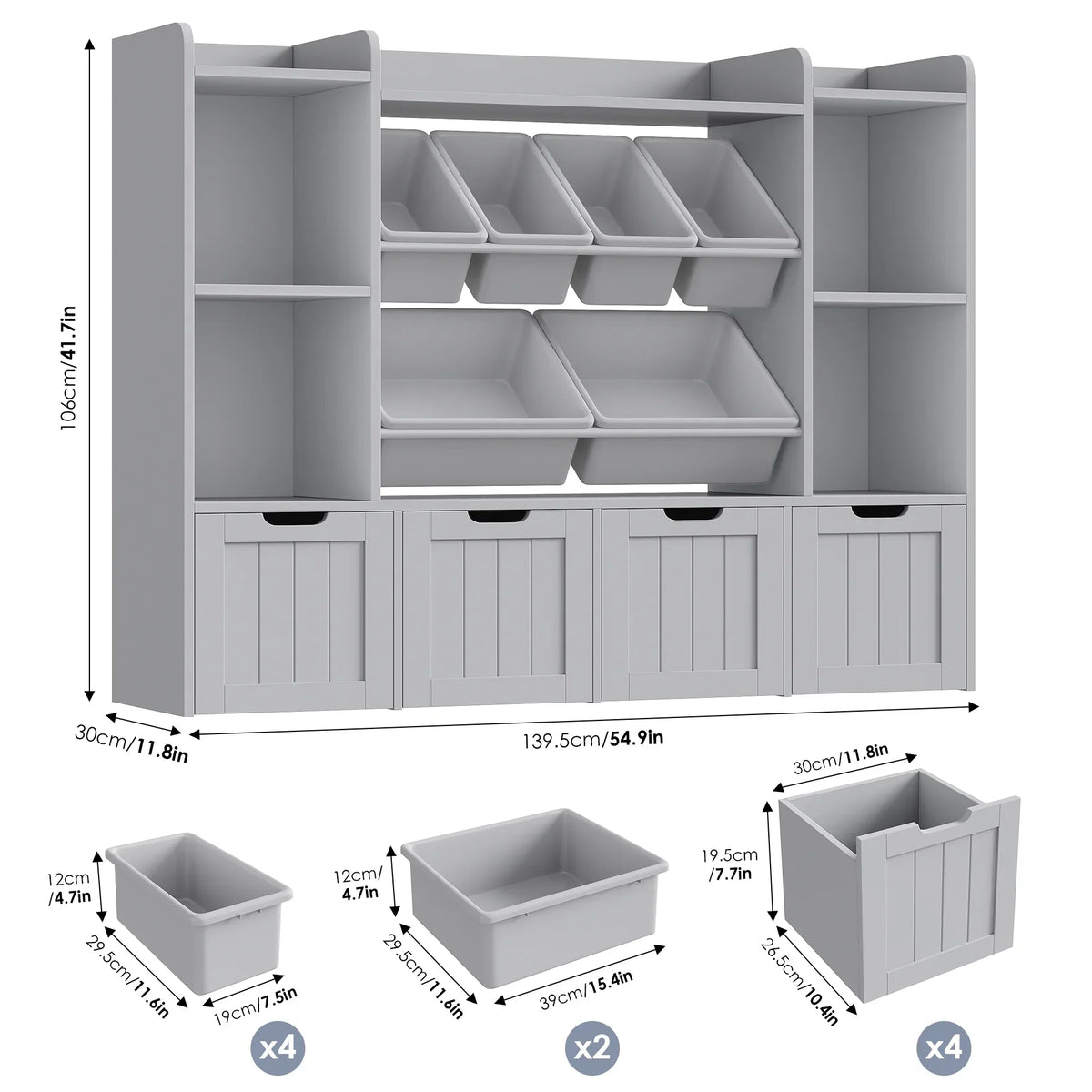 2026 NewHiphuta 3 Tier Kids Bookcase with Toy Storage Organizer, Wood Toy Organizer of 6 Boxes & 4 Removable Drawers, White