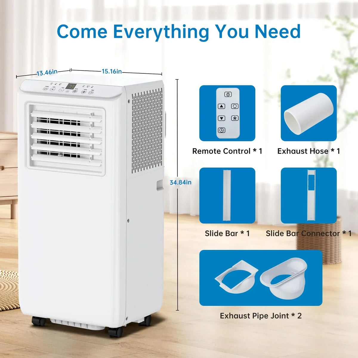 2026 NewTROPOW Portable Air Conditioners 8000BTU, Air Conditioners 3-in-1 Cools up to 350 Sq. Ft, Indoor Standing AC Unit w/Dehumidifier, Window Kit, White