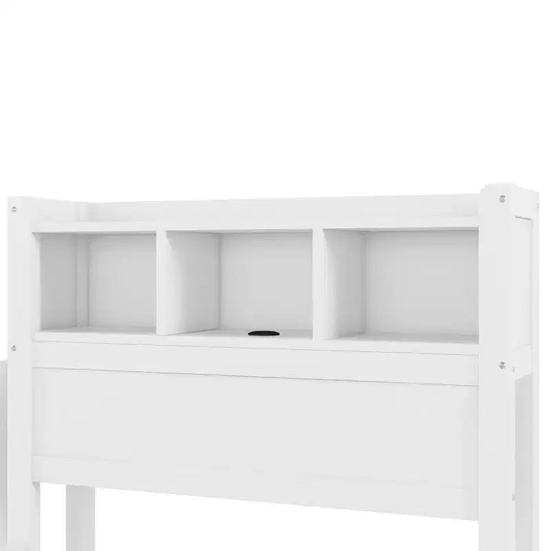 2026 Cama plataforma moderna de madera con cajones de almacenamiento y cabecero LED, natural/blanco, Twin/Full