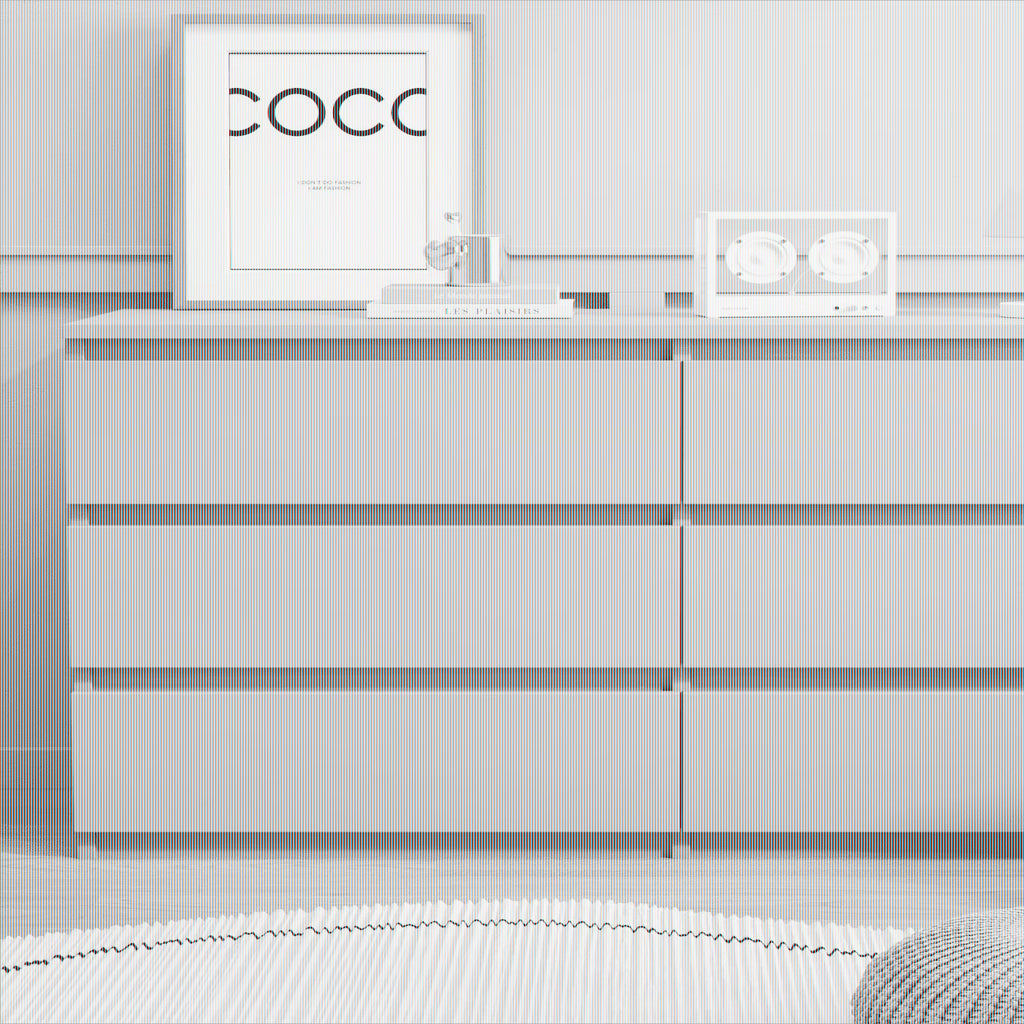 2026 NewResenkos Modern Mid Century 6 Drawer Wide Dressers Chests for Bedroom, Chest of Drawer Organizer Grey