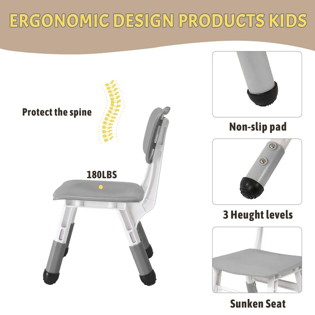 2026 NewTROPOW Kids Table and Chairs,Height Adjustable Toddler Table and 6 Chair,Multi-Activity Table with Graffiti Desktop Non-Slip Legs for Ages 2-10,Children Activity Table for Daycare,Classroom,Blue