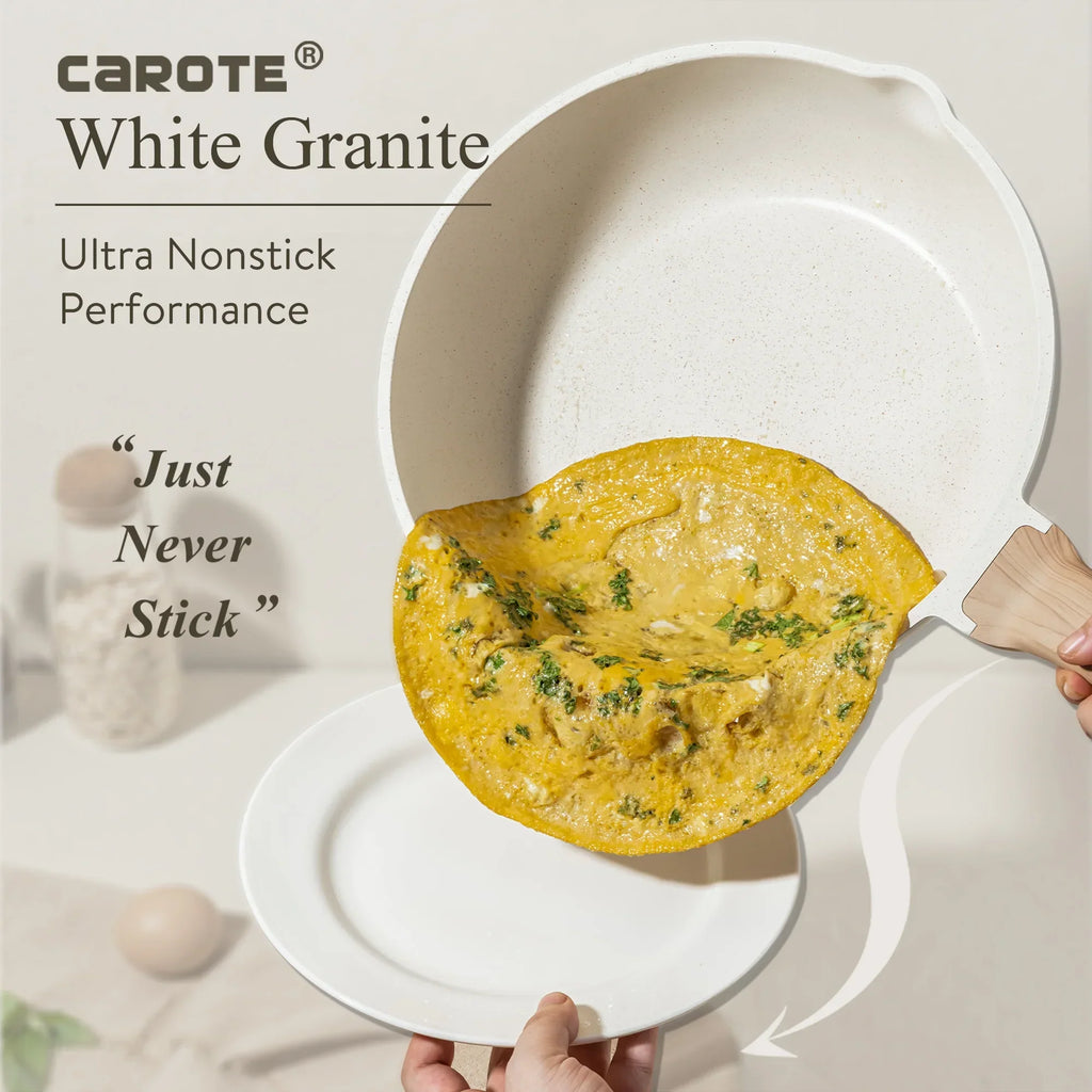 2026 NewCarote Nonstick Cookware Sets, 24 Pcs Granite Non Stick Pots and Pans Set, Induction Cookware, White