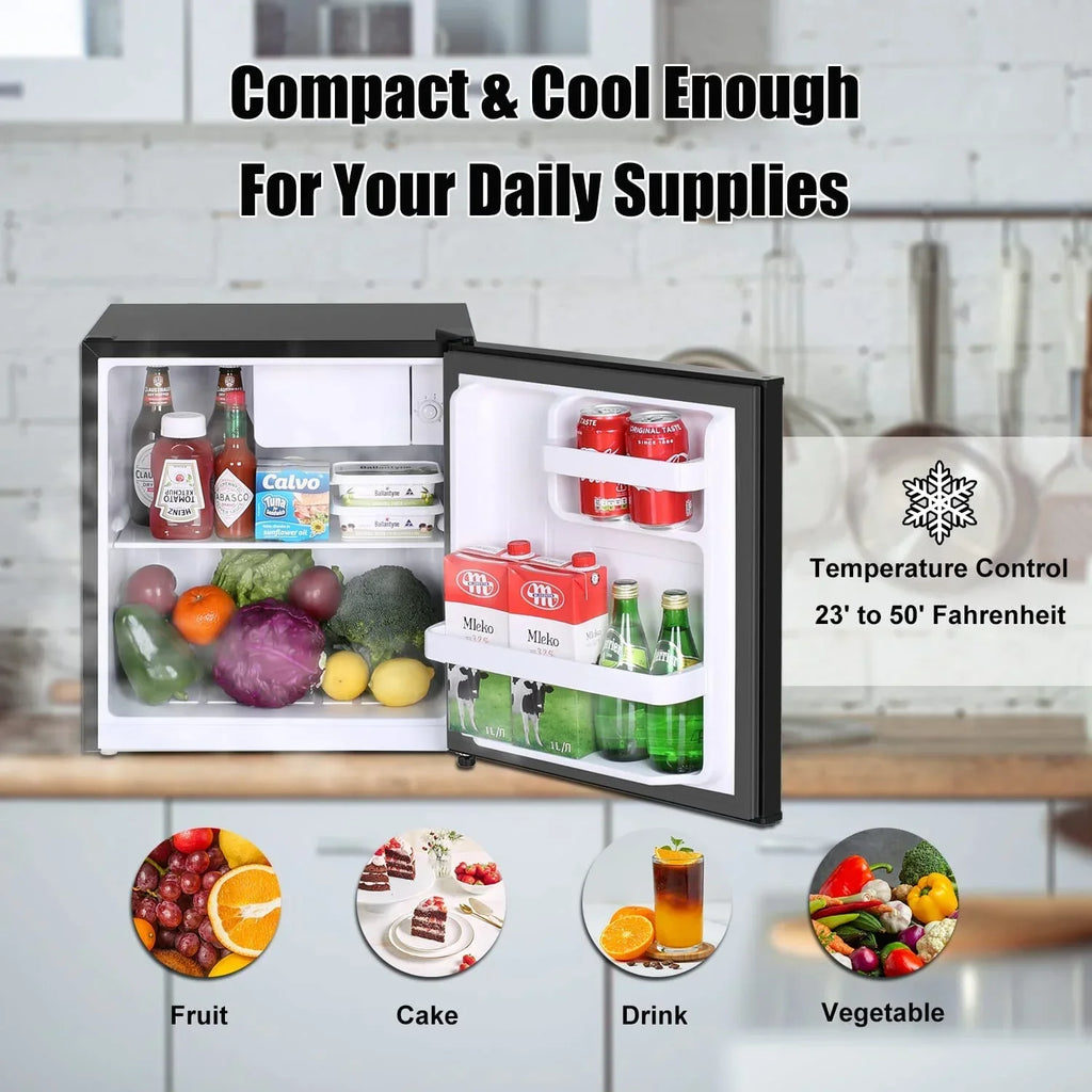 2026 NewFrestec 1.6 Cu.Ft Mini Fridge with Freezer, Compact Refrigerator, Energy Efficient for Office, Apartment, Dorm, Bedroom