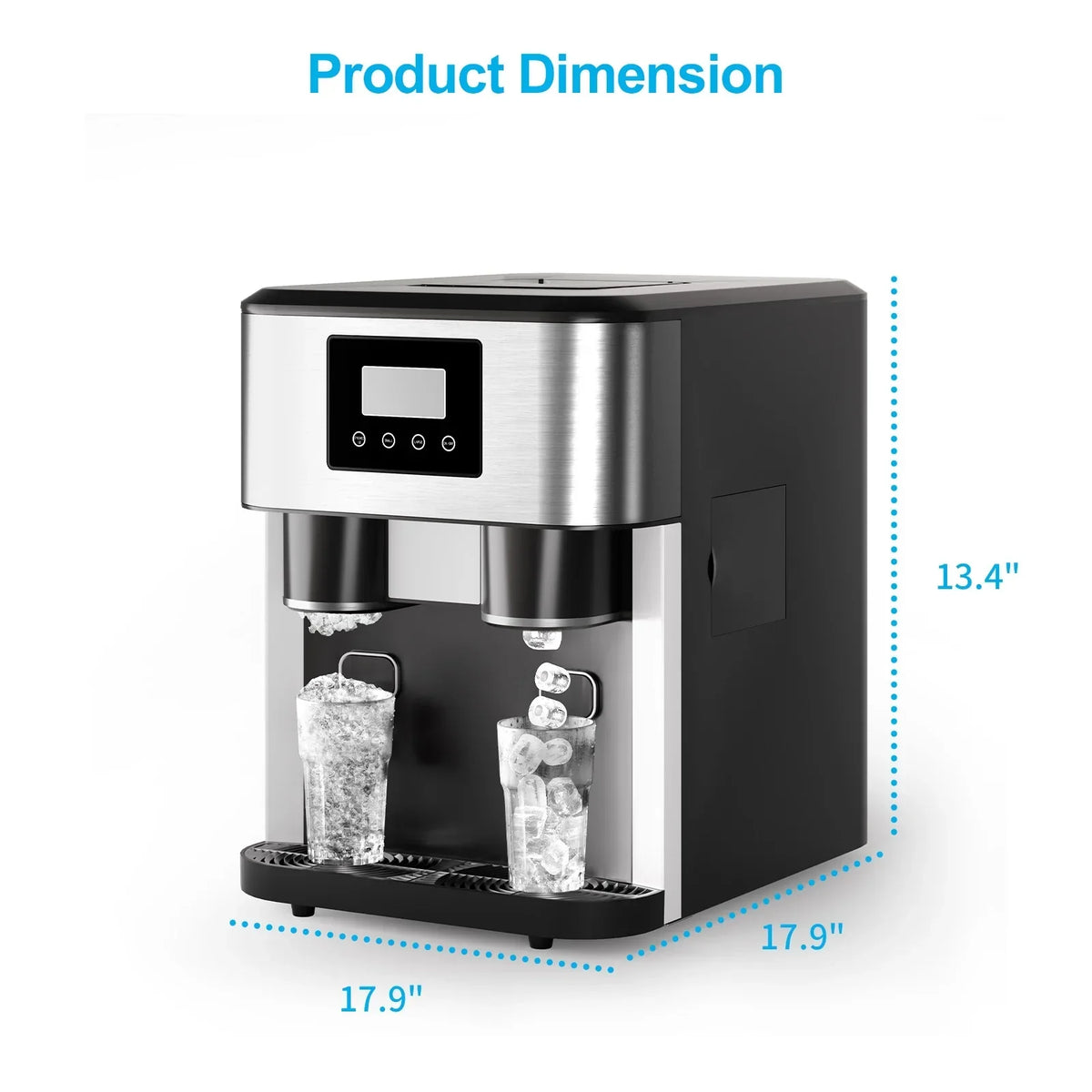2026 NewTABU 40Lbs/24H Countertop Ice Maker Machine,3 in 1 Ice Maker with Water Dispenser,Crushed Ice,Black