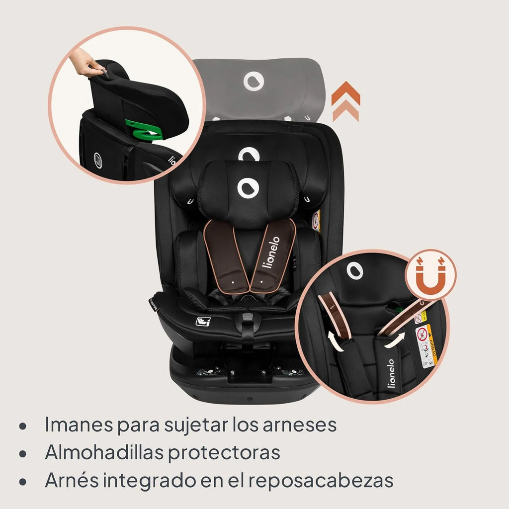 2026 LIONELO Bastiaan RWF i-Size Silla de Coche para Bebé Giratoria 360° 0-36kg, Instalaciión Delantera y Trasera (18kg), ISOFIX TopTether, Reposacabezas y Respaldo Ajustables Protección Lateral