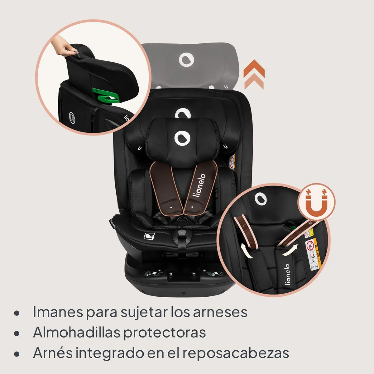 2026 LIONELO Bastiaan RWF i-Size Silla de Coche para Bebé Giratoria 360° 0-36kg, Instalaciión Delantera y Trasera (18kg), ISOFIX TopTether, Reposacabezas y Respaldo Ajustables Protección Lateral