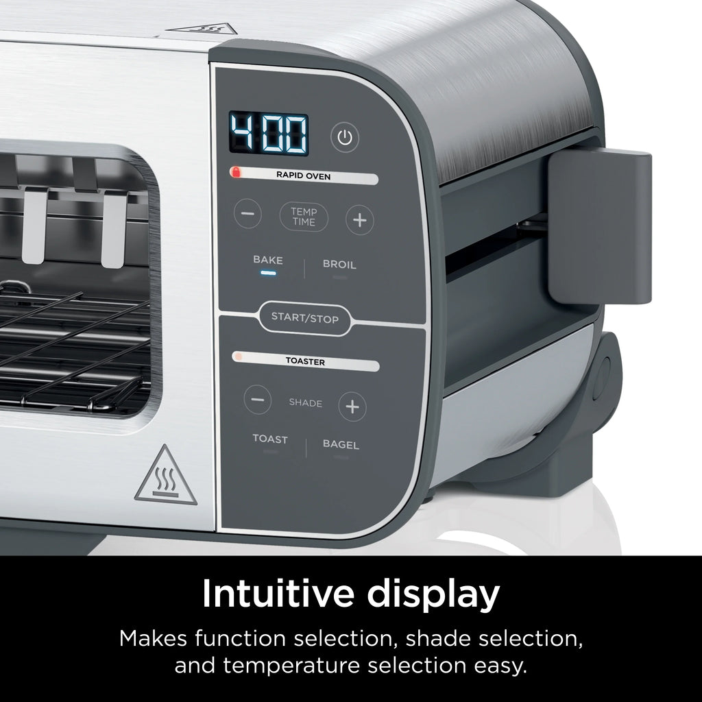 2026 NewNinja Foodi 2-in-1 Flip Toaster, 2-Slice Toaster, Compact Toaster Oven, Snack Maker, 1500 Watts, ST100