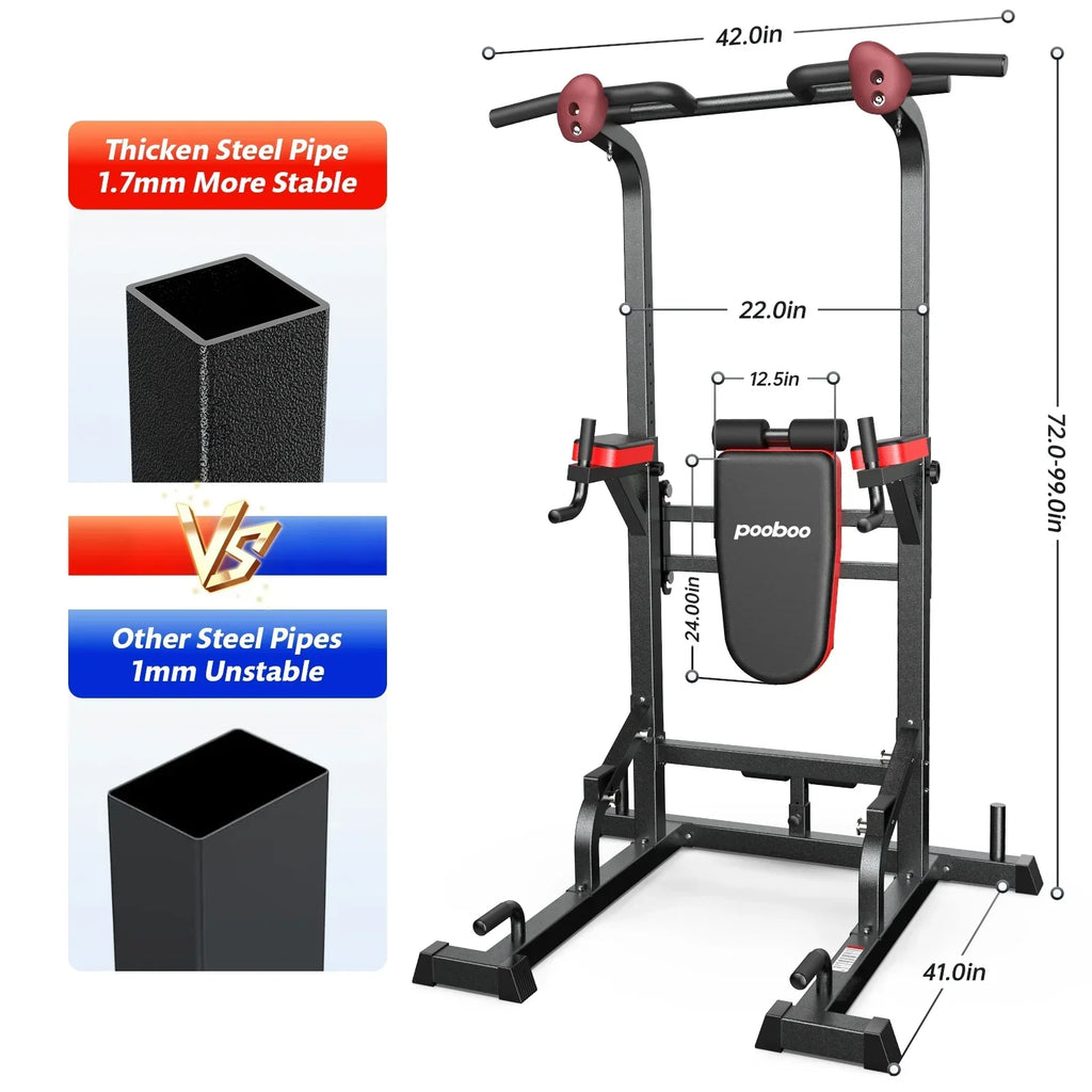 2026 NewLNOW Multifunction Power Tower Pull up Bar Dip Station Power Rack with Adjustable Backrest for Home Gym Strength Training Workout Equipment Max Weight 480lbs