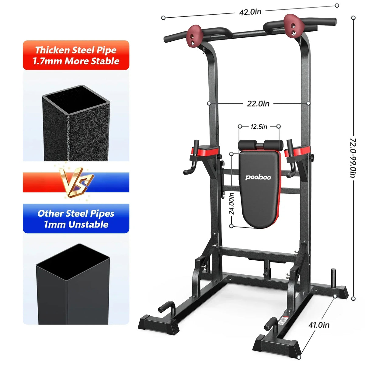 2026 NewLNOW Multifunction Power Tower Pull up Bar Dip Station Power Rack with Adjustable Backrest for Home Gym Strength Training Workout Equipment Max Weight 480lbs