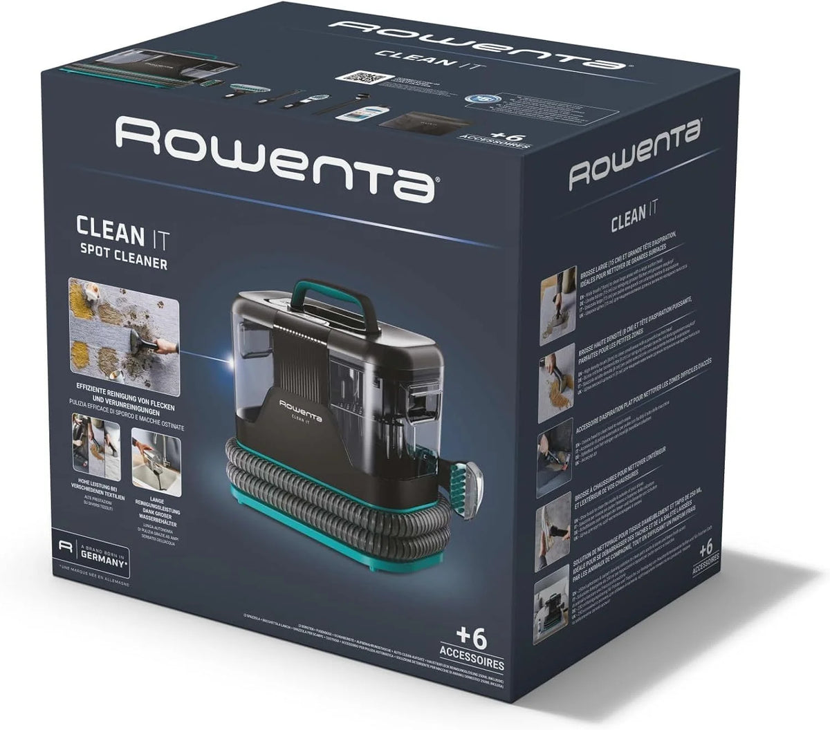 2026 Rowenta Clean It, Aspirador de tapicerías, Limpieza Rápida y Fácil, Apto para Suciedad de Mascotas, Alfombras, Interior del Coche, 750w, 6acc, IN5020F0