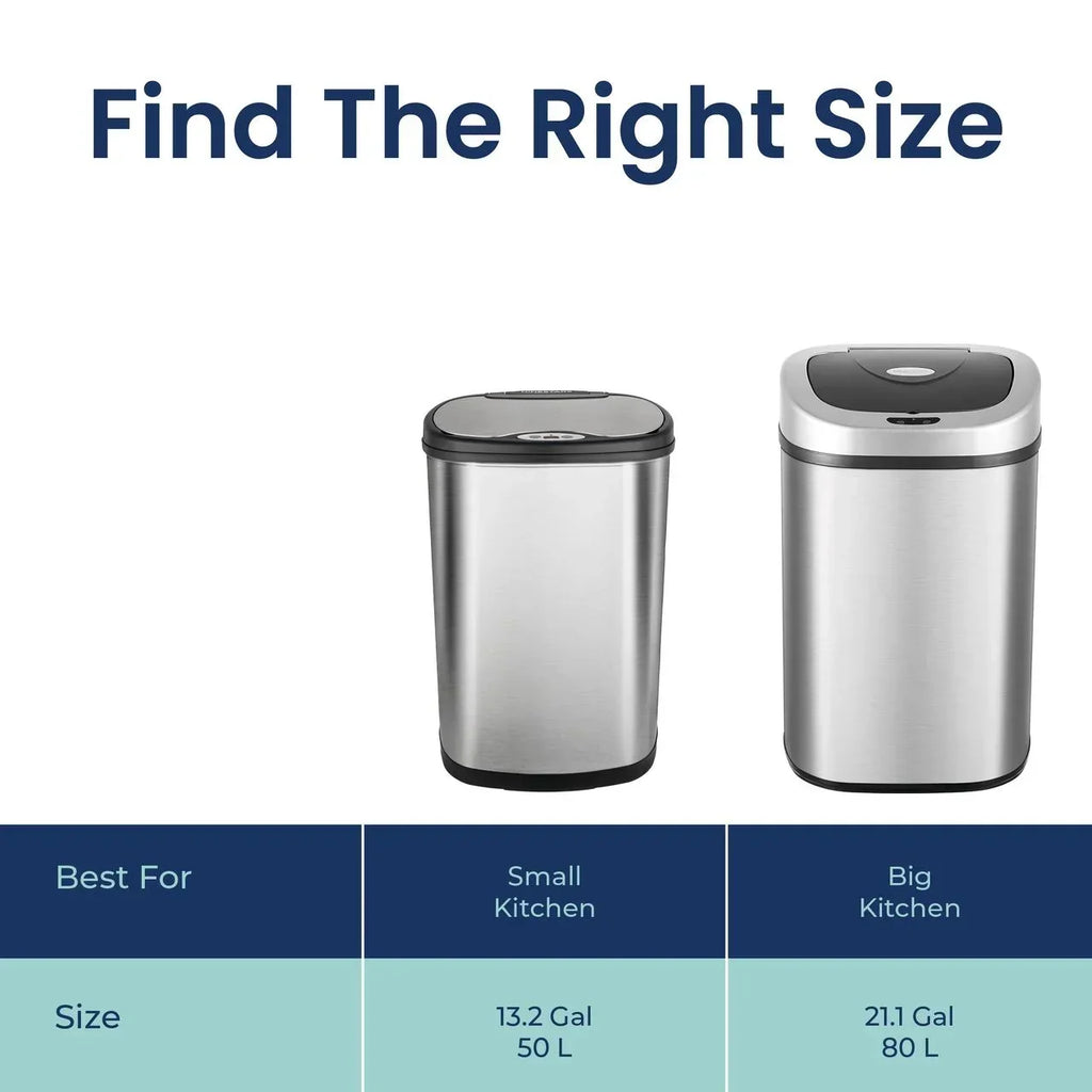 2026 NewNine Stars Automatic Trash Can, 21 Gallon Stainless Steel, Motion Sensor Hands Free Soft Close Lid Garbage Bin, Silver
