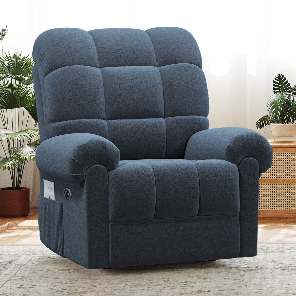 2026 NewPower Recliner Chair,Electric Recline Sofa Chair for Adults with USB Port,Comfy Teddy Fleece Adjustable Cloud Sofa,Tool-Free Setup,Beige White