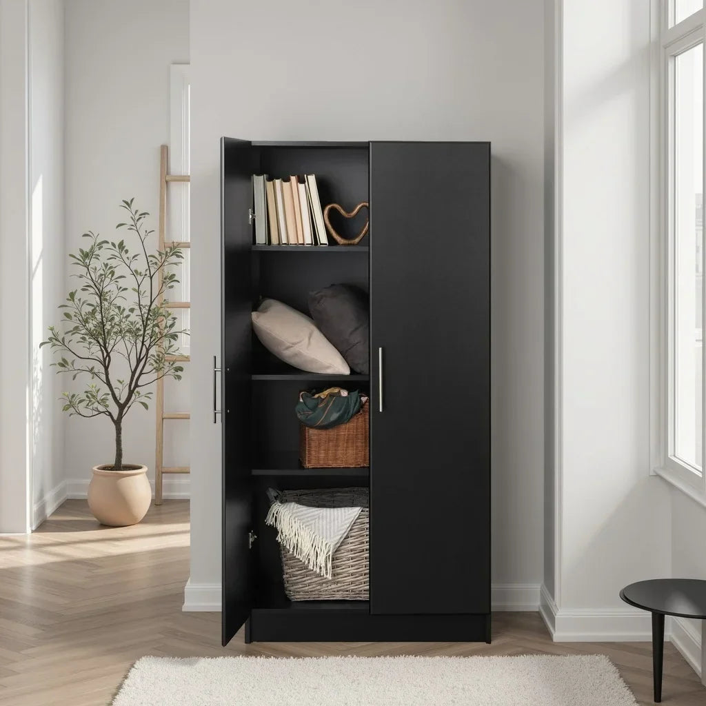 2026 NewPrepac Adjustable Shelves Cabinet - Functional Tall Garage Table, 16"D x 32"W x 65"H Freestanding Garage Cabinet with 2-Doors, Espresso - EES-3264