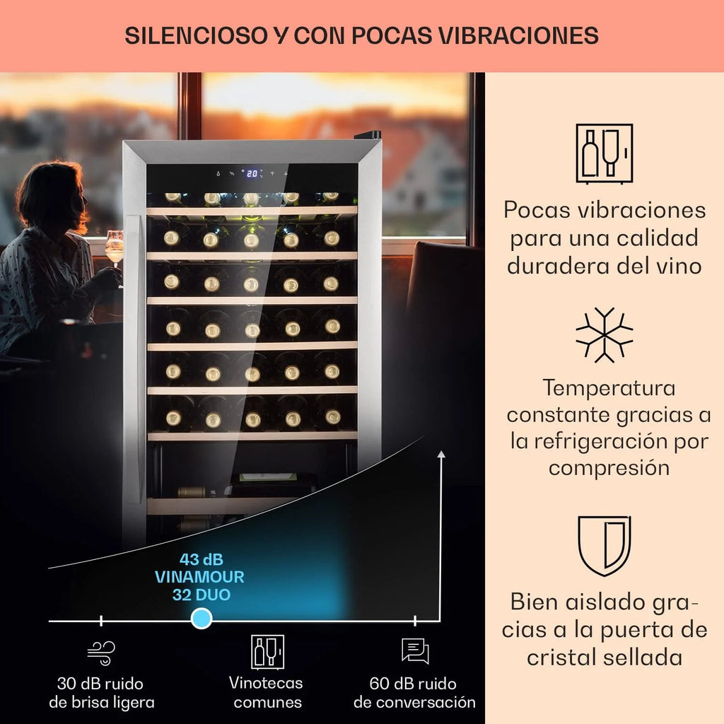 2026 Klarstein Vinoteca 36 Botellas, Nevera Vinos, Una Zona de Refrigeración, Nevera Expositora Vino y Cerveza, Vinoteca Interior y Exterior con Puerta de Cristal, Nevera Vino con Protección UV, 4-18°C
