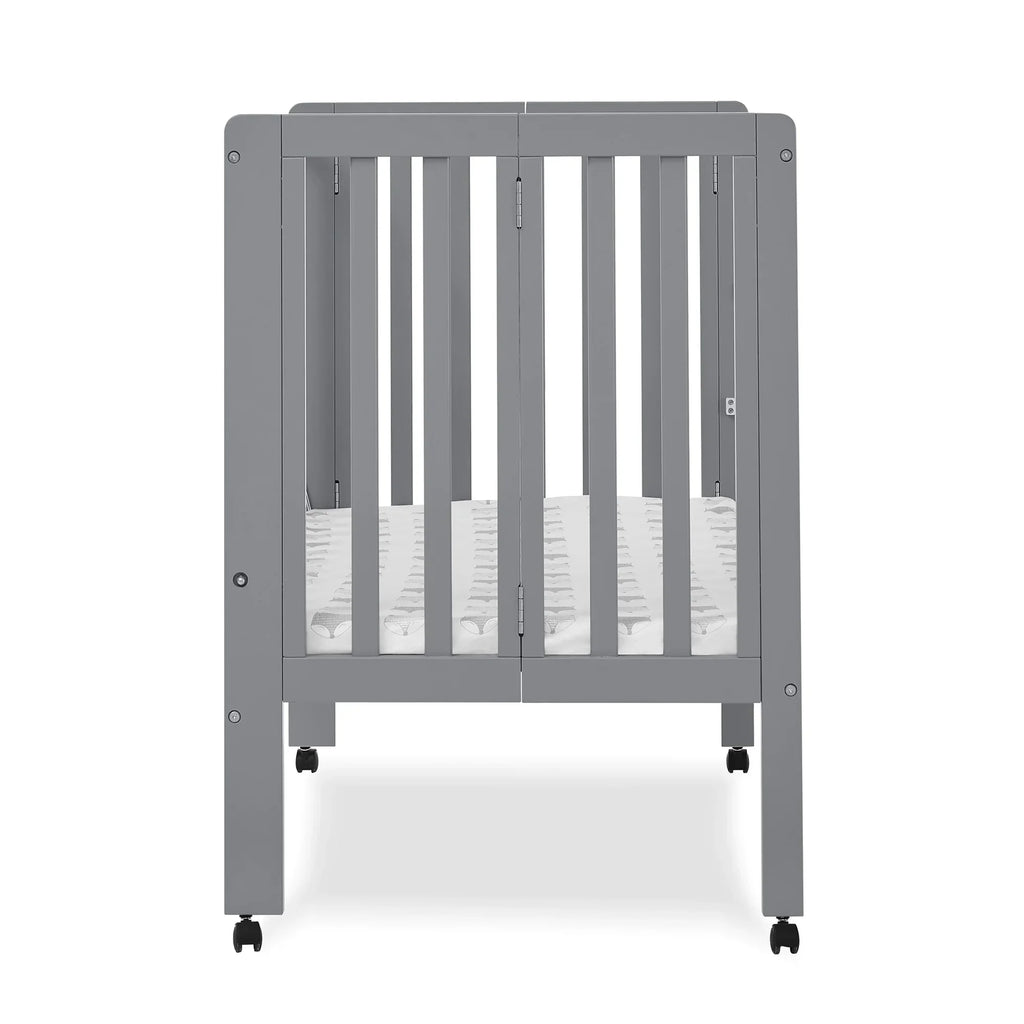 2026 NewDelta Children Lee Portable Folding Mini Crib with 1.5-Inch Mattress - Greenguard Gold Certified, Bianca White