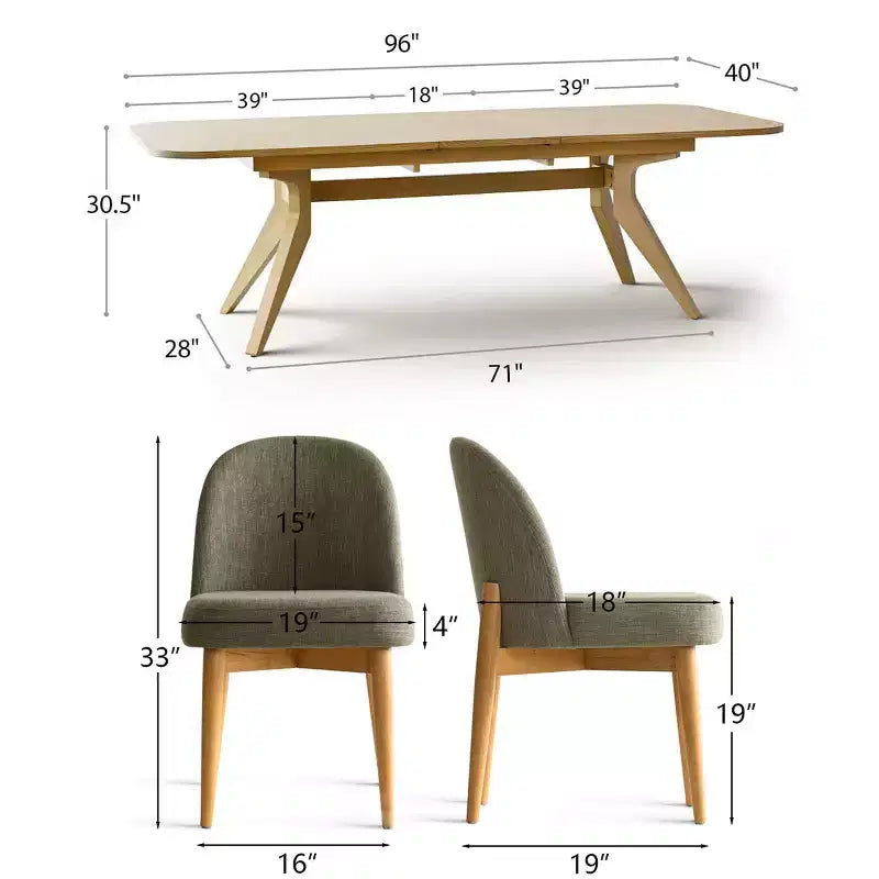 2026 Juego de comedor de 7 piezas con mesa extensible 78–96" y 6 sillas tapizadas - Panipeachy