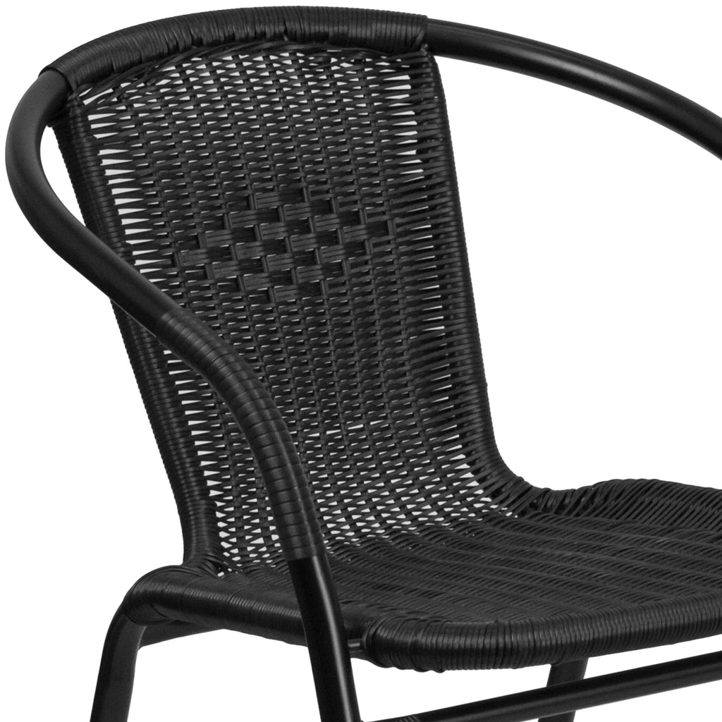 2026 NewEmma + Oliver Indoor/Outdoor Stacking Rattan Restaurant Patio Chairs, Set of 2, Gray