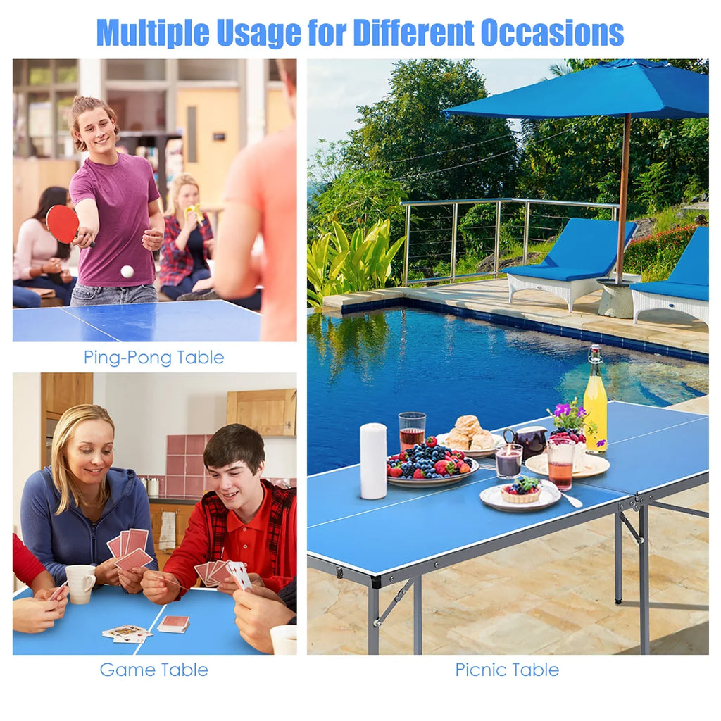 2026 NewGoplus 6" x3" Portable Tennis Ping Pong Folding Table w/Accessories Indoor Outdoor Game