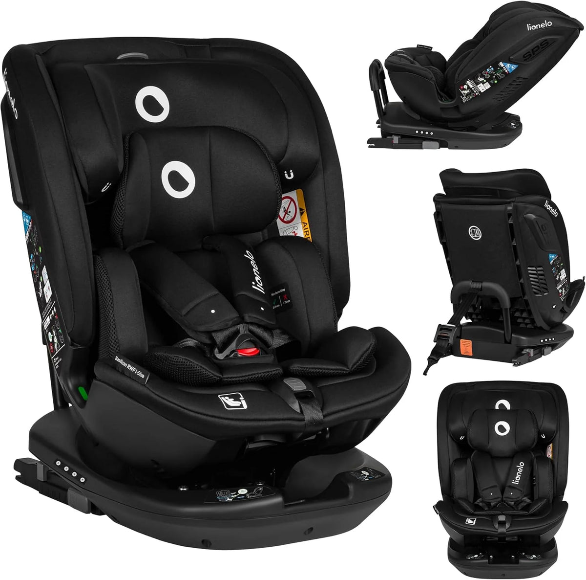 2026 LIONELO Bastiaan RWF i-Size Silla de Coche para Bebé Giratoria 360° 0-36kg, Instalaciión Delantera y Trasera (18kg), ISOFIX TopTether, Reposacabezas y Respaldo Ajustables Protección Lateral