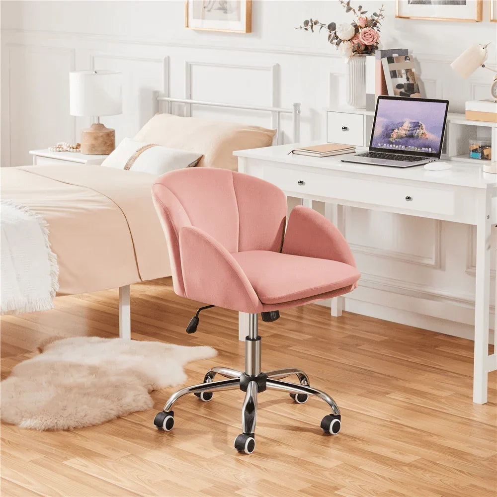 2026 NewYaheetech Modern Vanity Chair Swivel Rolling Chair with Armrests, Pink