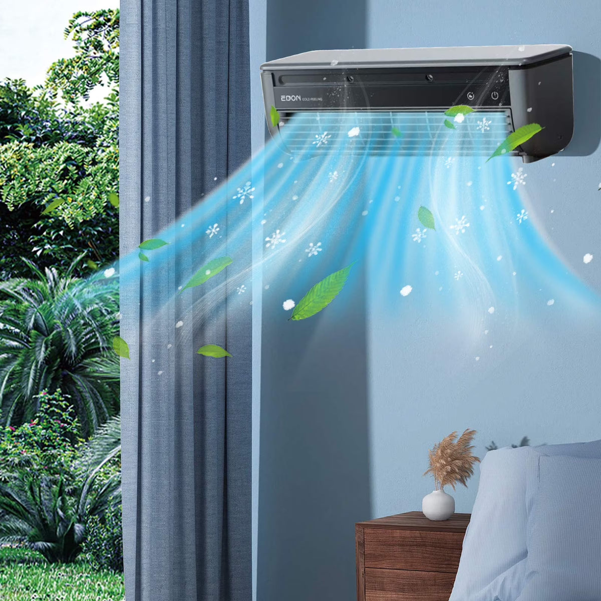 2026 NewFYHALE 5,000 BTU Wall Mounted Air Conditioner with Remote Control, Digital Display, Cool up to 150 Sq. Ft., Perfect for Small Bedroom, Living Room, Home Office, White