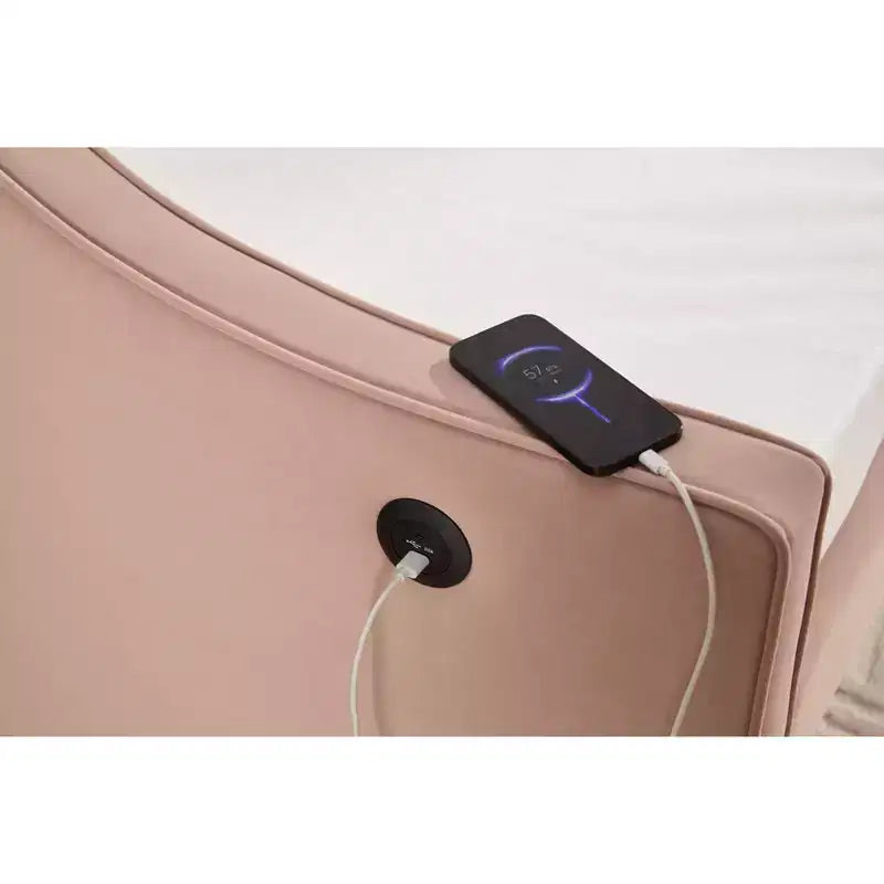 2026 Cama sofá Twin con cama nido, tapizada en terciopelo, puerto USB y bolsillos laterales - ModernLuxe