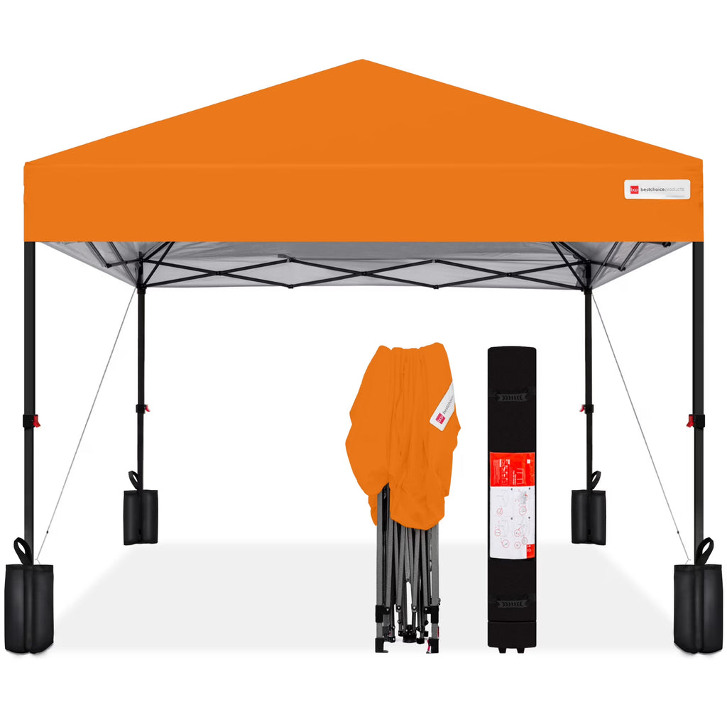 2026 NewBest Choice Products 12x12ft Easy Setup Pop Up Canopy w/ 1-Button Setup, Wheeled Case, 4 Weight Bags - Navy Blue