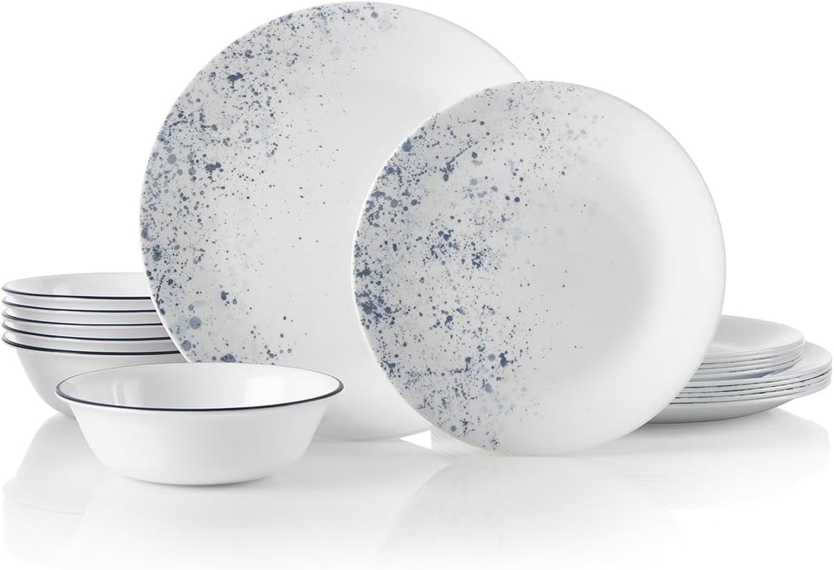 2026 NewCorelle Indigo Speckle 18-Piece Glass Dinnerware Set (Service for 6)