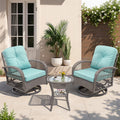 2026 New3 Piece Patio Swivel Rocker Chairs Set, 2 360-Degree Swivel Rocking Chairs with 1 Glass Top Table, PE Rattan Outdoor Bistro Set with Cushions for Balcony Deck Poolside Backyard Porch