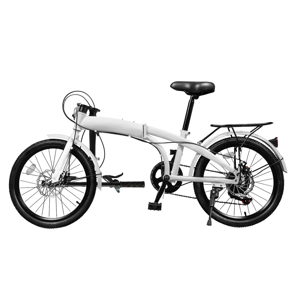 2026 NewLOYALHEARTDY 20" Folding Bike 7-Speed Unisex Mountain Bicycle Adjustable Height MTB City Bike for Adult Teenager High Carbon Steel Foldable Bicycle for Riding Traveling w/Dual Disc Brakes & Fender