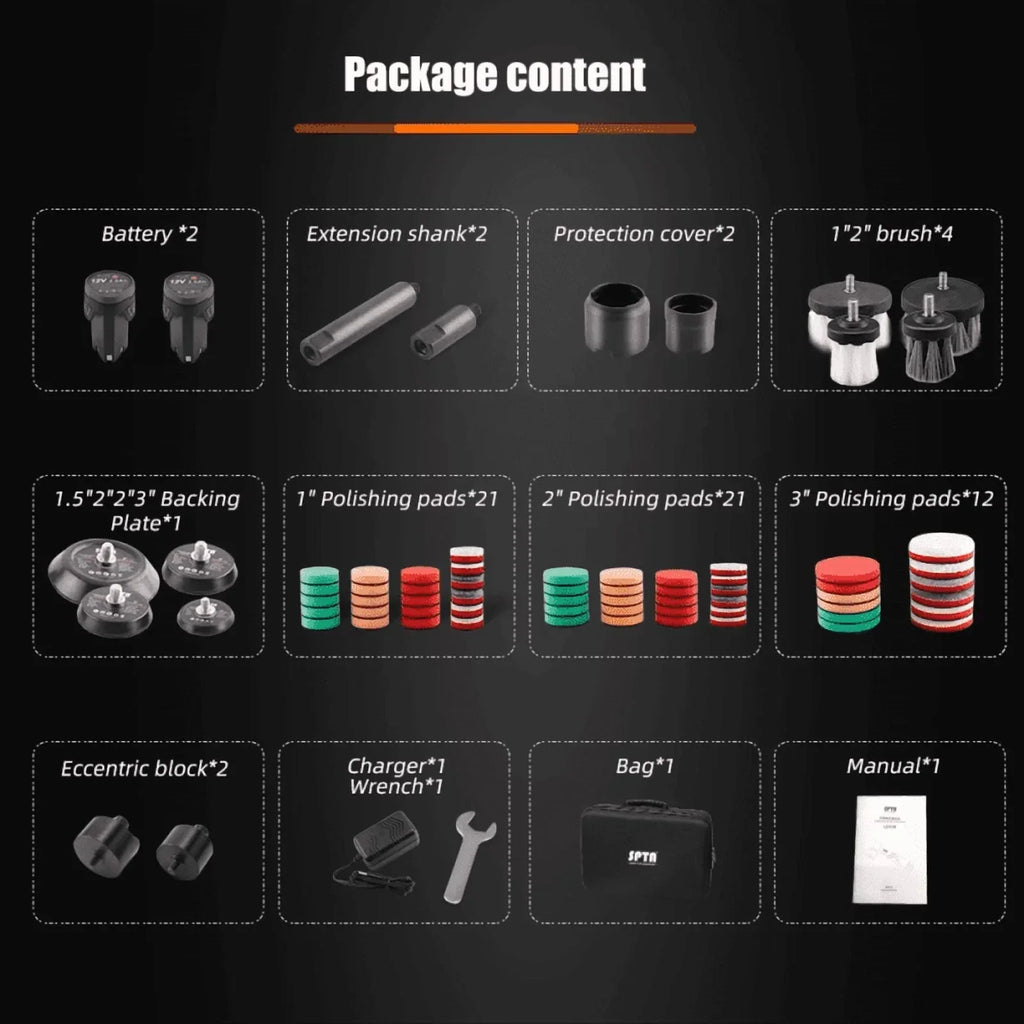2026 NewSPTA Cordless Mini Polisher, 12V Multi Polisher, Micro Cordless Scratches Killer Car Polisher RO/DA Mini Auto Machine Set With Polishing Pad And Wool Pads for polishing, Sanding and Cleaning
