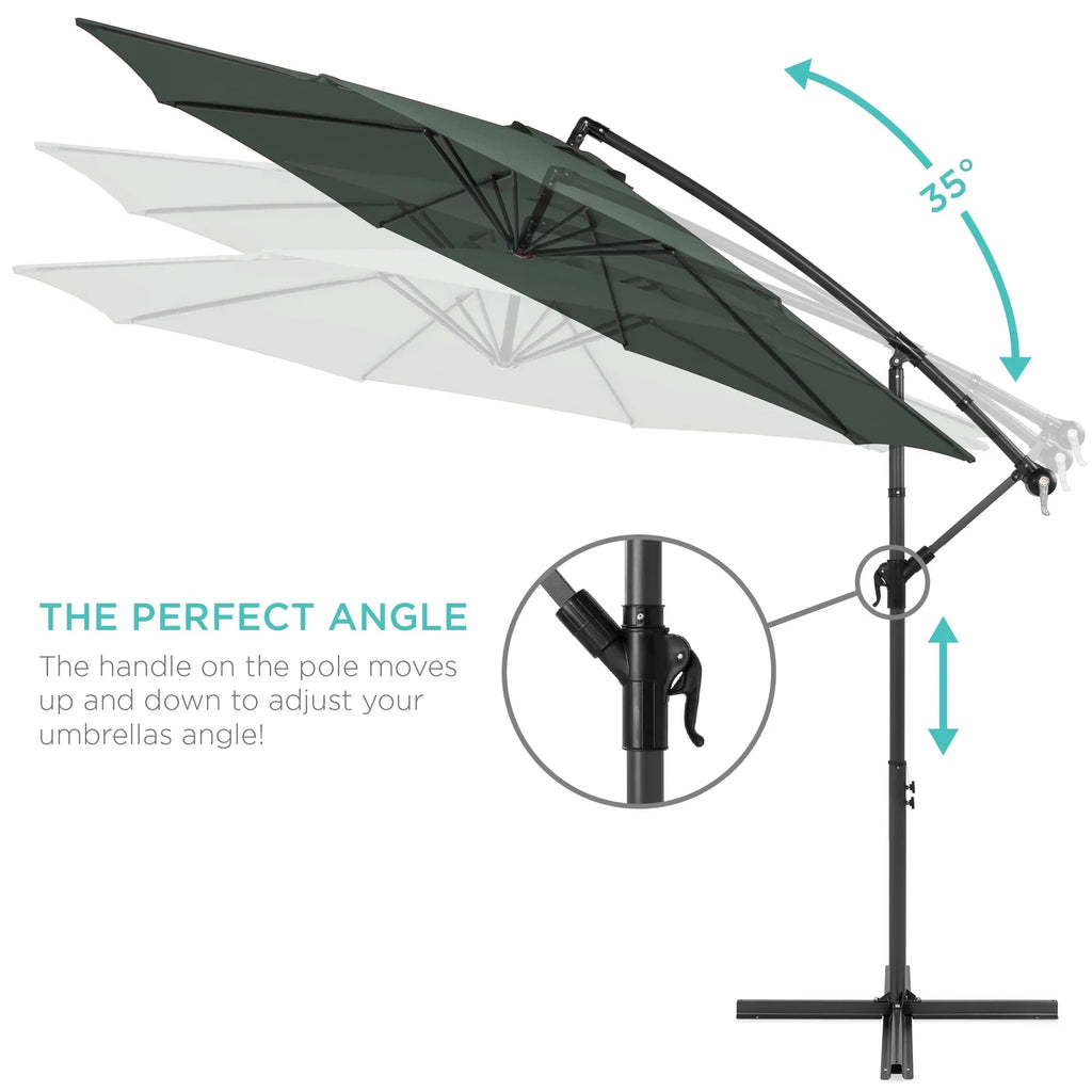 2026 NewBest Choice Products 10ft Offset Hanging Outdoor Market Patio Umbrella w/ Easy Tilt Adjustment - Tan