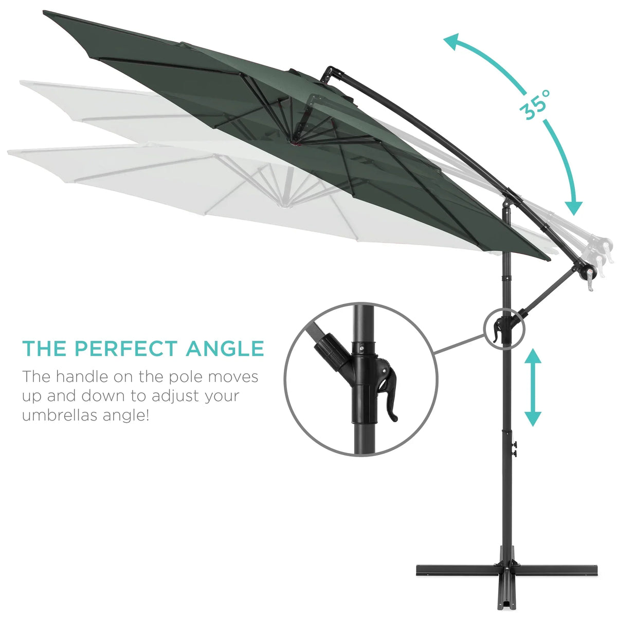 2026 NewBest Choice Products 10ft Offset Hanging Outdoor Market Patio Umbrella w/ Easy Tilt Adjustment - Tan