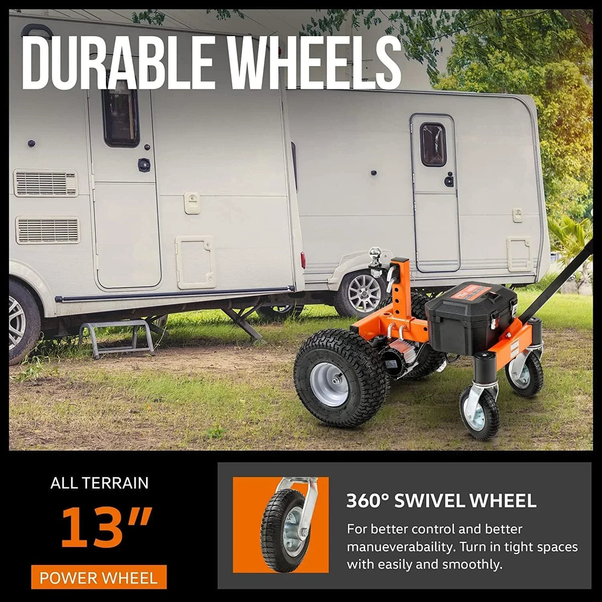 2026 NewSuperHandy Motorized Trailer Dolly with Tow Tires - 24V, 3600 lbs Towing Capacity, 600 lbs Tongue Weight