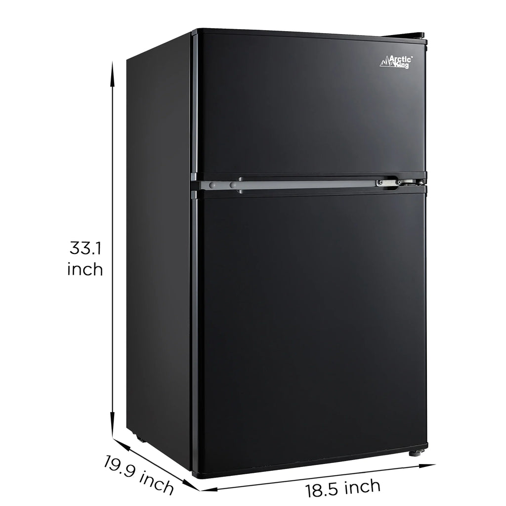 2026 NewArctic King 3.2 Cu ft Two Door Mini Fridge with Freezer, Stainless Steel, E-Star