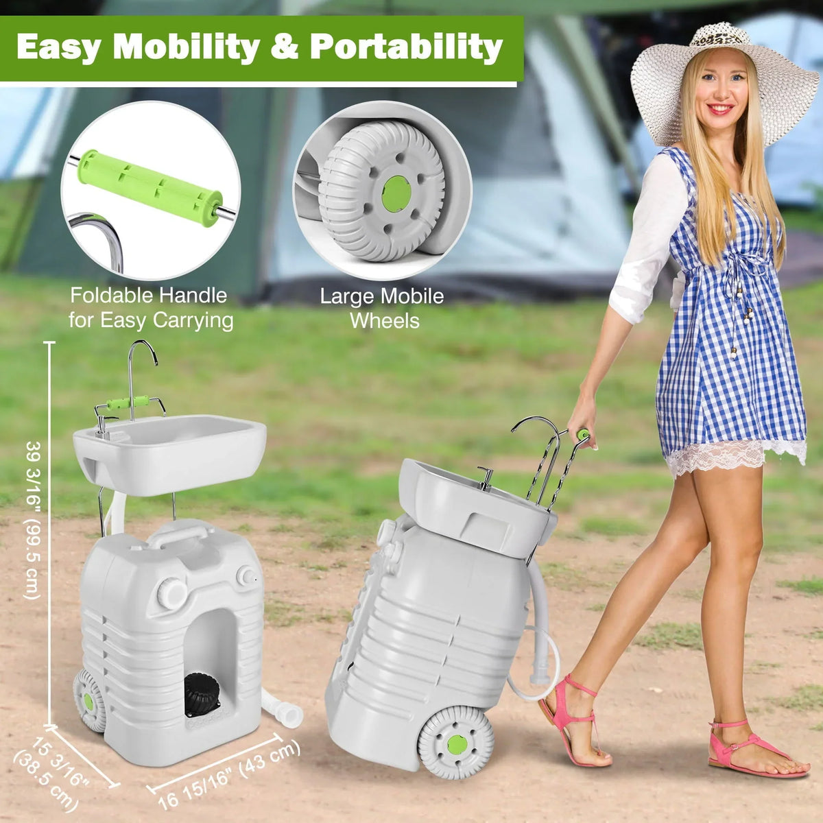 2026 NewHand Wash Station Portable Wash Sink Basin Stand 12 Gallon 45L Camping Garden