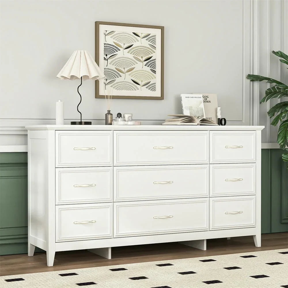 2026 NewKadyn Modern 6 Drawer Dresser Wood Cabinet,Dresser for Bedroom, Kitchen Storage Cabinet with Drawers, Chest of Drawers(Black)