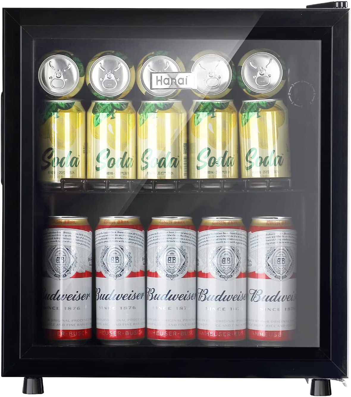 2026 NewWANAI Compact Beverage Refrigerator, 100 Can Capacity, Glass Door, Black Stainless Steel
