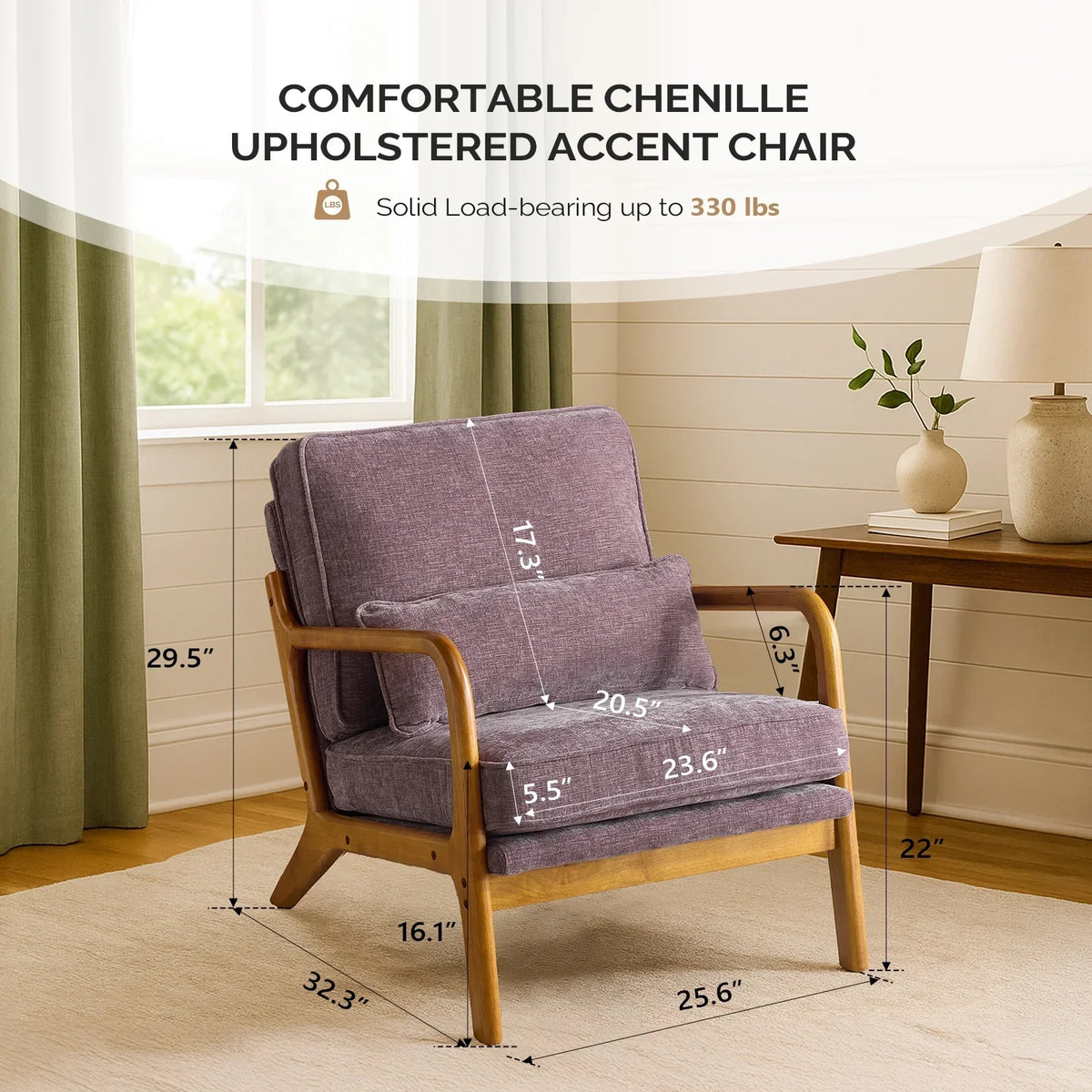 2026 NewKtaxon Accent Chair Corduroy Upholstered Armchair, Reading Club Chair with Pillow and Solid Wood Frame for Living Room Bedroom Furniture Off White