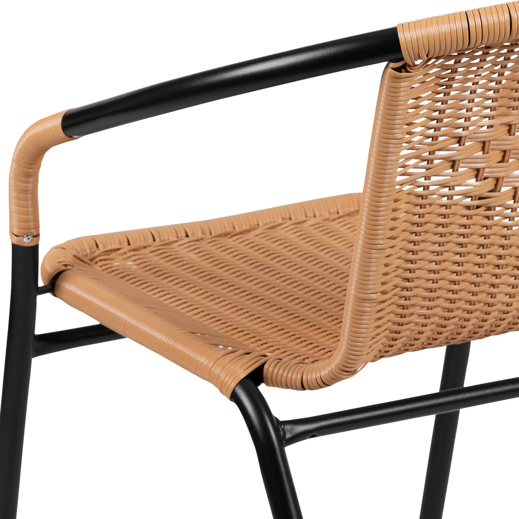 2026 NewEmma + Oliver Indoor/Outdoor Stacking Rattan Restaurant Patio Chairs, Set of 2, Gray