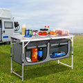 2026 NewBENTISM Camping Kitchen Table Folding Portable Cook Station 3 Adjustable Heights
