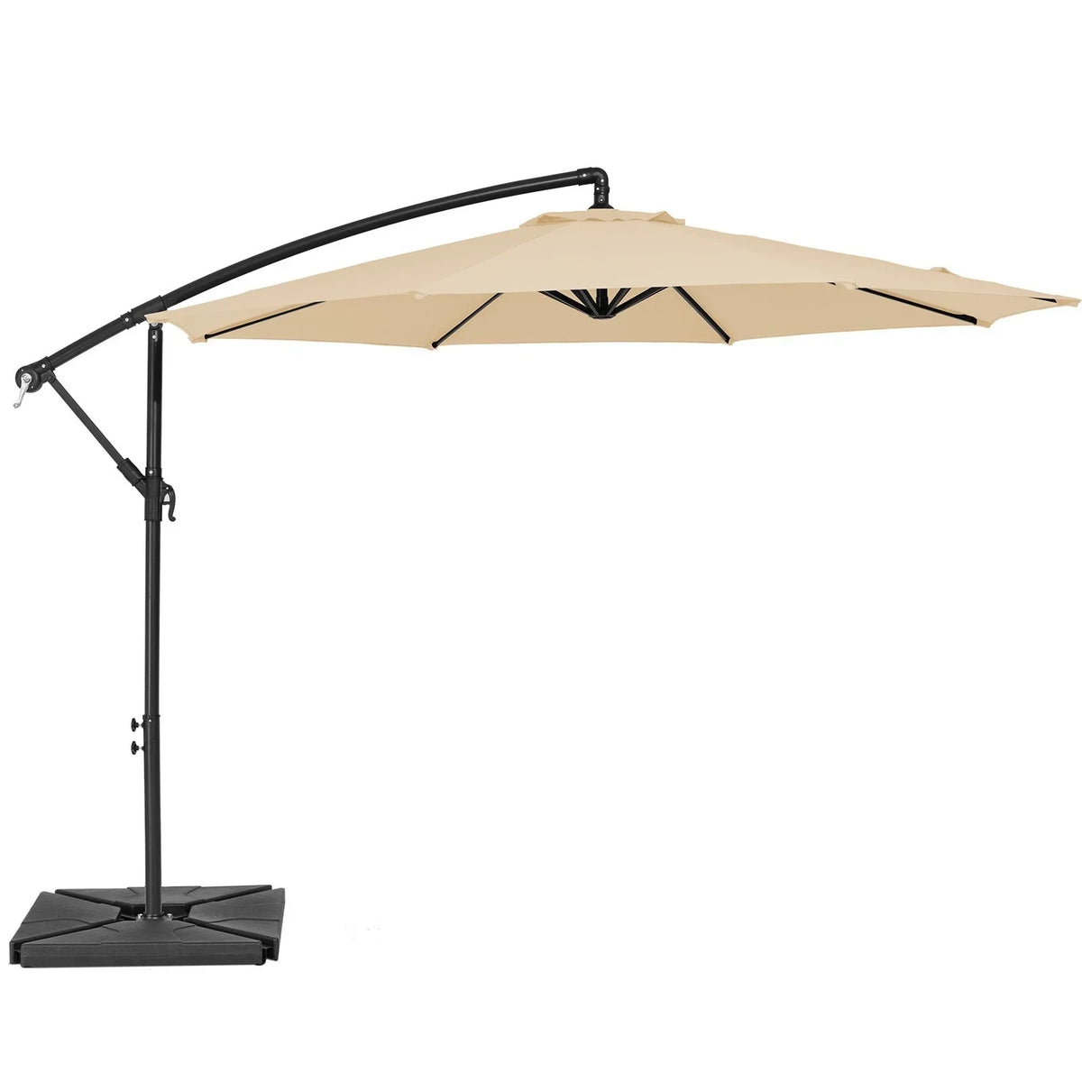 2026 NewJUSTLET 10ft Heavy Duty Patio Hanging Offset Cantilever Patio Umbrella W/ 4-Piece Base Included Included, Beige
