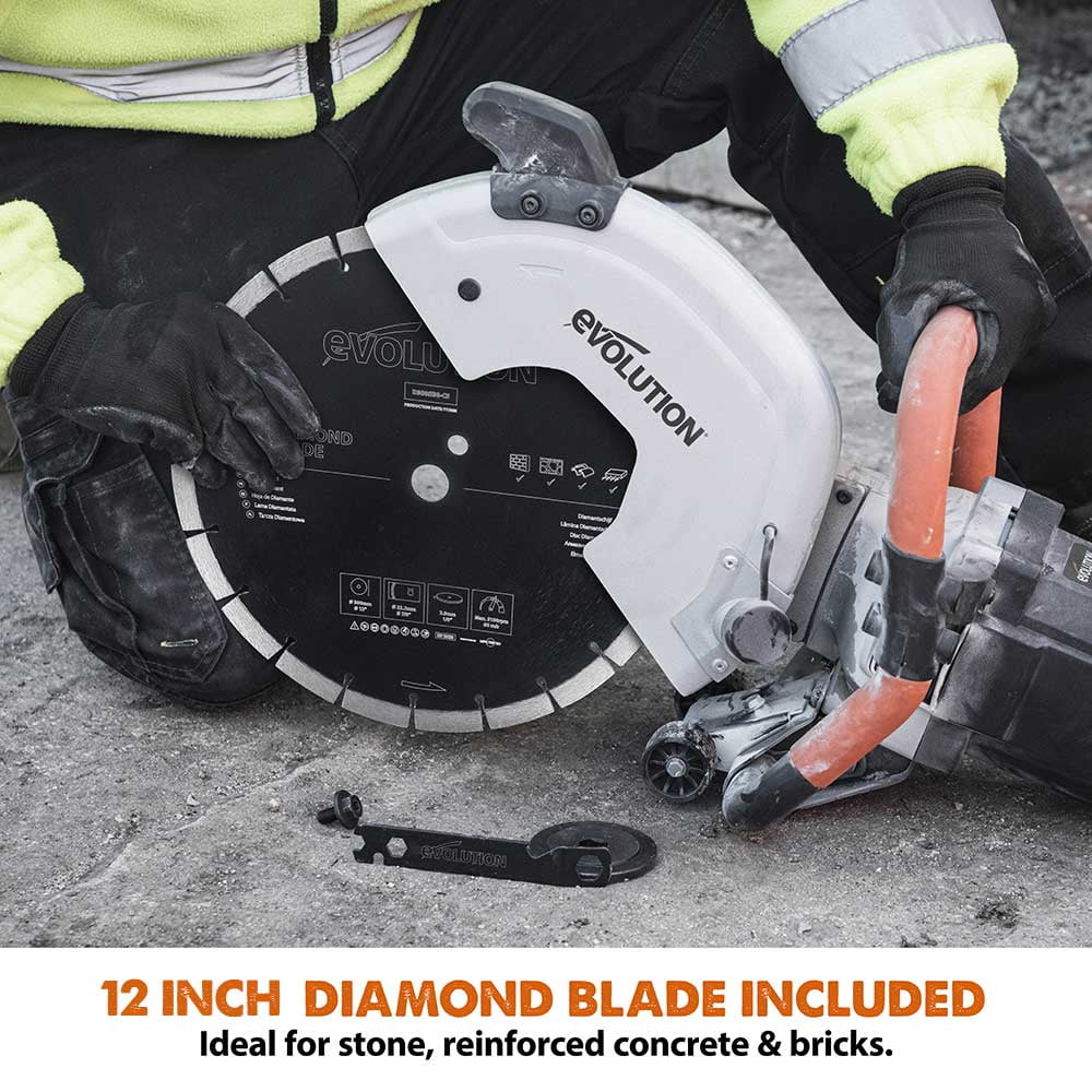 2026 NewEvolution R300DCT 12 in. Electric Concrete Cut-Off Saw, Disc Cutter with 12 in. Diamond Blade (D300SEG-CS2) Included