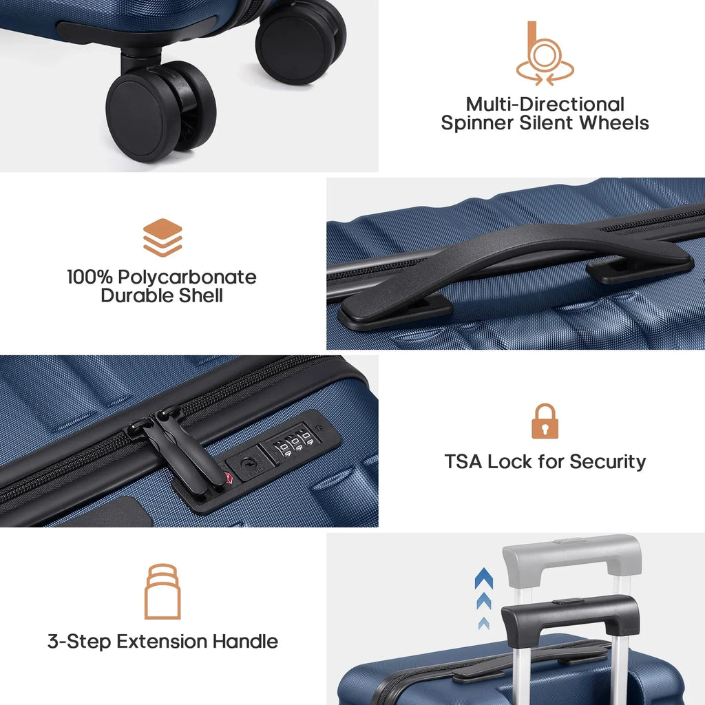 2026 NewMIUSSE Luggage Sets 3 Piece, 20 Inch Carry On Luggage with Wheels, 100% PC Hardshell Suitcase with TSA Lock, Carry On Suitcases Airline Approved With Travel Backpack for Men Women