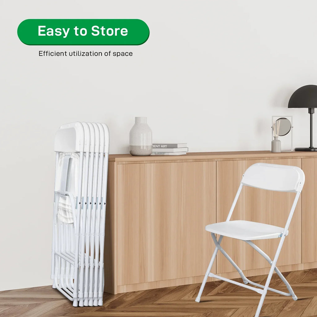 2026 NewKtaxon 10 Pack Commercial Plastic Folding Chairs Stackable Wedding Party Chairs Portable Chairs for Outdoor White