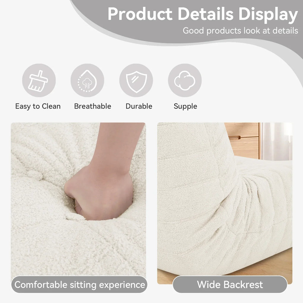 2026 NewVFD Bean Bag Chairs for Adults, Beanbag Chair with Ottoman Lounge Sofa Memory Foam Comfy Reading Chair for Bedroom & Living Room, Lazy Floor Sofa Couch